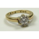 9ct Gold CZ set I Love you Ring size N weight 2.5 grams