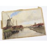 Louis Van Staaten, Dutch canal scene, signed watercolour, 36cm x 55cm