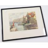 Original watercolour by Frank Sherwin, entitled 'The Book Mouth, Staithes', signed to lower left,