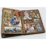 Victorian period scrap book full of interesting period scraps and cuttings presented in a quarter