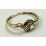 9ct Gold Diamond set Ring size N weight 1.4 grams