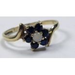 9ct Gold Sapphire and Opal Ring size N weight 1.4 grams