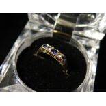 9ct Gold 5 stone Ring set with Sapphires and CZ size P weight 2.8 grams