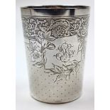 French silver beaker, maker HG 1st standard .950. Weight approx 146.9g