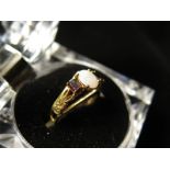 9ct Gold Ring set with Opal and Garnets size L weight 3.1 grams