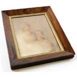 Framed pencil drawing depicting two children, signed P.C. 1812 l.r. Visable picture size H.21.5cm