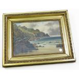F. Milner, framed oil painting of coastal scene, signed, l.r., visible picture size H.23.5cm x W.