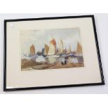 Original watercolour by Frank Sherwin, entitled 'In Harbour', signed to lower right, image size 19cm