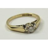 9ct Gold Diamond Solitaire Ring size I weight 1.6 grams