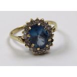 9ct Blue Topaz and Diamond Ring size K weight 1.8 grams