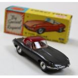 Corgi No.307 E-Type Jaguar Metallic grey with detachable hard top. Excellent in Excellent box with