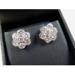 18ct White Gold Floral style Earrings approx 2.66carat weight colour I clarity SI1