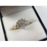 18ct Gold Ring with floral set Diamonds size L weight 3.9 grams