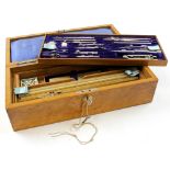 Drawing set in mahogany box (with key), by W. H. Harling, London , containing numerous compasses,