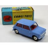 Corgi No.226 Morris Mini-Minor Light Blue with red interior. Excellent cond poss. improved if roof