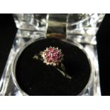 9ct Gold Ruby Cluster Ring size N weight 1.9 grams