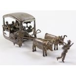 Portuguese (o'Porto) .833 silver miniature of a bull drawn coach and figures, pre 1938 (marked on