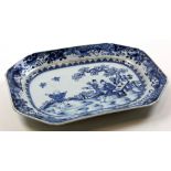 Qianlong period Chinese Porcelain platter decorated in underglazed blue with a scene of figures in a
