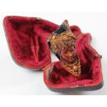 Meerschaum pipe, depicting an oriental (?) women, in original leather case, length 9cm