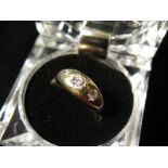 9ct Gold Gypsy style Ring set with 3 CZ size Q weight 3.5 grams