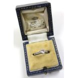 18ct Gold ring with large 0.50ct central diamond with diamond set shoulders, size L weight 1.7