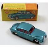 Dinky No.146 2.5 Litre V8 Daimler Metallic Aqua Blue. Excellent plus in a box faded on two sides.