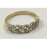 9ct Gold Ring set with Diamonds size Q weight 2.0 grams