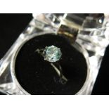 9ct White Gold Ring set with large Aquamarine size L weight 2.0 grams