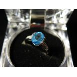 9ct White Gold Ring set with large Aquamarine size N weight 2.2 grams