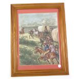 Robert Prowse, framed watercolour illustration depicting Western scene, signed l.l., H.38cm x W.26.