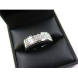 18ct White Gold Ring set with 3 rows of Diamonds approx 1.90 carat weight size M weight 11.0 grams