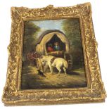 T. Smythe, framed oil painitng depicting a covered wagon and horses on a country lane, signed l.l,