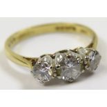 18ct Gold 3 stone Diamond Ring approx 0.50ct weight size P weight 3.1 grams