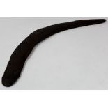19th century Australian Aboriginal boomerang made from fruit wood and bearing much wear and tear. 48