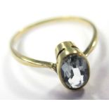 9ct Gold Ring set with Aquamarine stone size K weight 1.1 grams