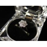 9ct White Gold Ring with Floral set CZ cluster size L weight 2.7 grams