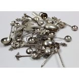 Thirty four salt spoons (27 white metal and 7 hallmarked and marked sterling). Weight approx 4.