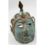 Early Chinese face helmet with gilt decoration