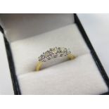 18ct Gold 5 stone Diamond Ring size O weight 3.5 grams