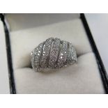 18ct White Gold Ring pave set with small Diamonds approx 0.90 carat weight size N weight 6.9 grams