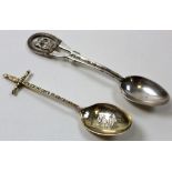 Two silver souvenir spoons, George VI coronation and Royal Military College Rifle Club. Hallmarked