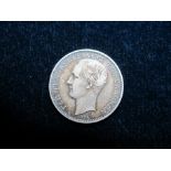 Greece silver 1 Drachma 1874 toned VF/GVF