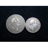 India (2): Half Rupee 1835 Fine, and Quarter Rupee 1835 Fine with a scratch above portrait.