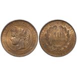 France 10 Centimes 1890 A, AU with lustre.