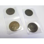 GB Copper Halfpennies (4): 1747 VF, 1773 VF, 1837 GVF, and 1853 EF