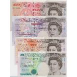 Bank of England matching low number set all 000311, Lowther £5 B380, £10 B382, £20 B384 & £50