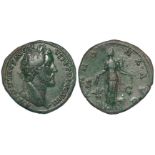 Antoninus Pius sestertius, Rome Mint 142 A.D., reverse:- Annonia standing right, Sear 4147, hard
