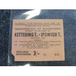 Kettering T v Ipswich 9th Oct 1961 match ticket for the Inauguration of Floodlights. Rare (1)