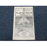 Cambridge Utd v Rugby Town 26/10/1963 S/L, fully autographed by 11 Cambridge players