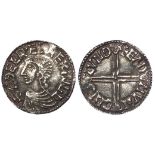 Aethelred II silver penny, Long Cross Issue, Spink 1151, obverse reads:- +AEDELRAED REX ANGL. [